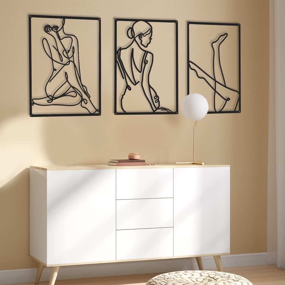 3 Pieces Metal Minimalist Abstract Woman Wall Art Line Drawing Wall Art Decor🐙